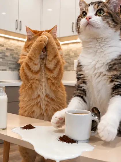 Cats Making Coffee AI reference video by @the.meow.moves